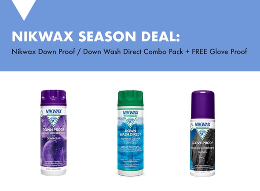 [S0191] NIKWAX TWIN PACK Down Wash & Down Proof + Free Glove Proof